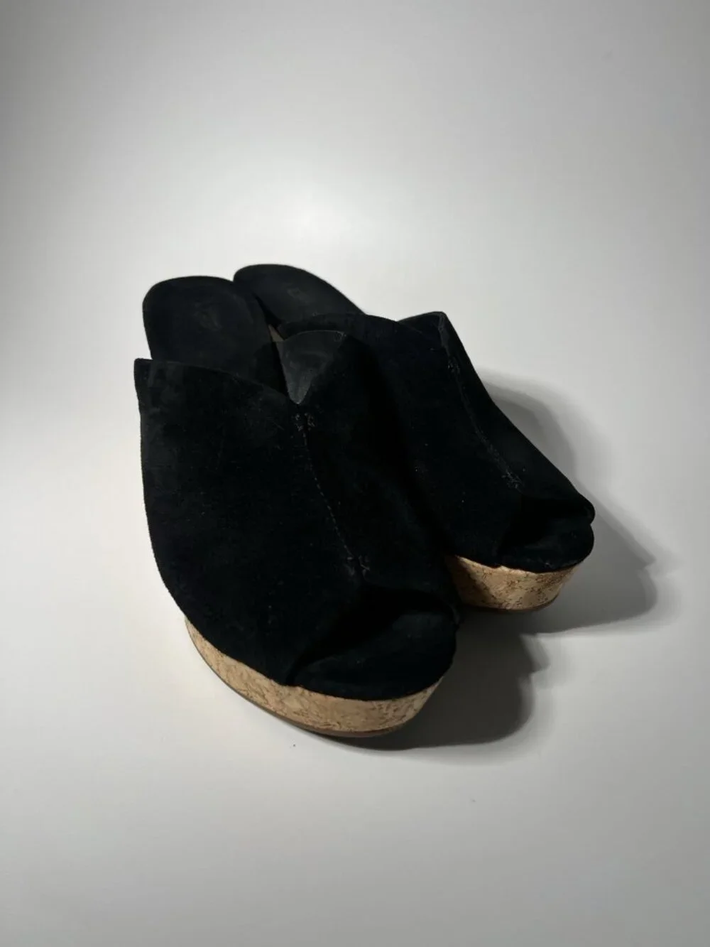 UGG Dominique Black Suede Cork Wedge Platform Slide Sandals Women’s 8.5